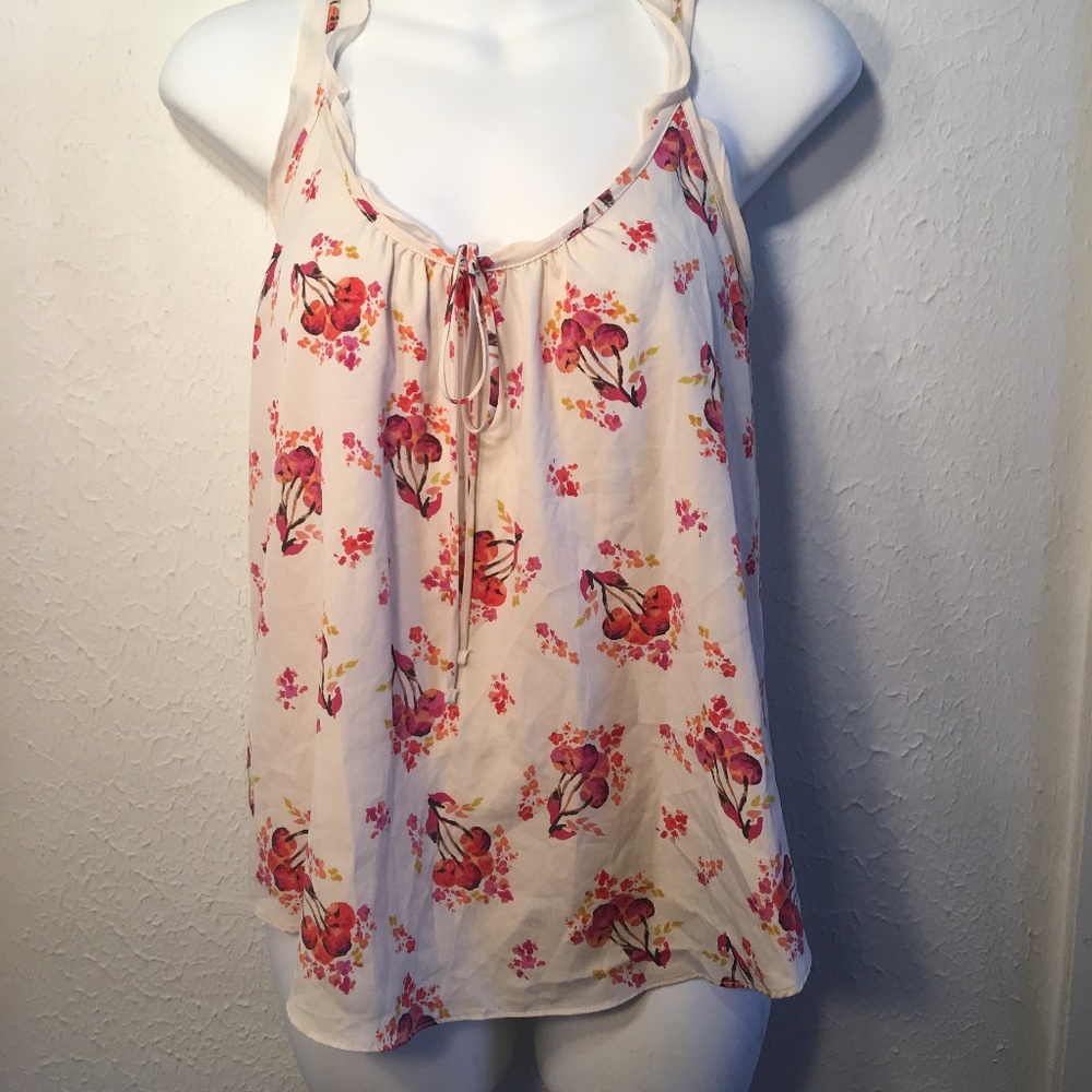 LC Lauren Conrad Flowy Babydoll Cherry Print Tank Top size XS